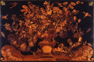 Early André-Charles Boulle floral marquetry Panel c1690 at the Bowes Museum